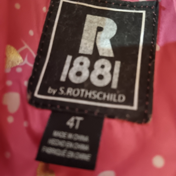 Rothschild pink and gold heart winter coat/jacket with hood. Girl size 4T - Picture 2 of 4